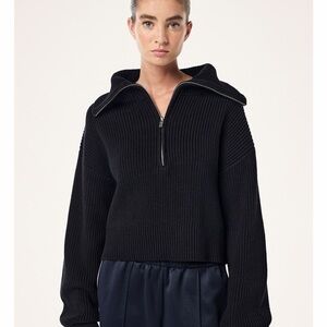 Free People Black Ribbed Turtleneck Sweater